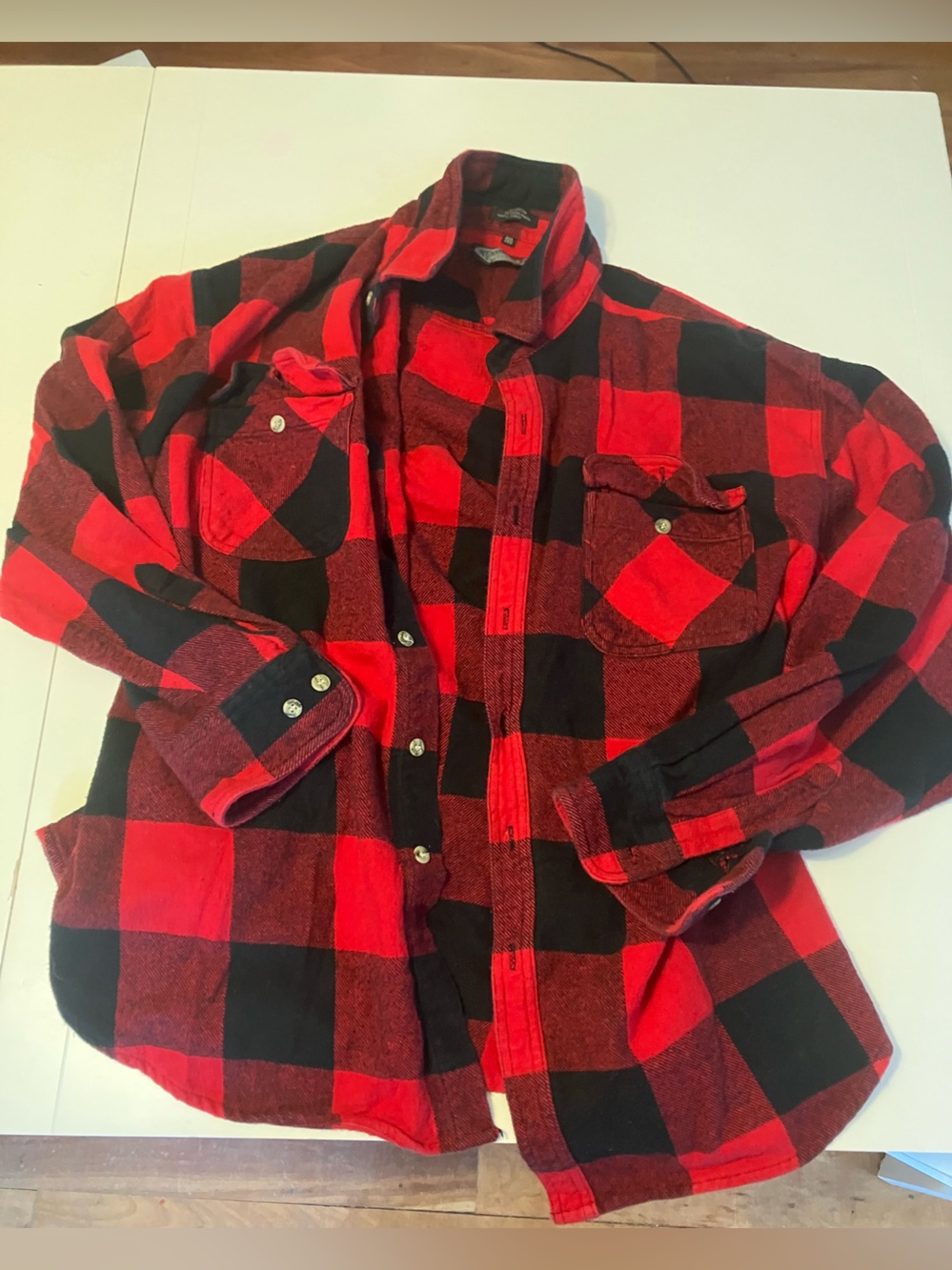 Red & Black Buffalo Plaid Button-Up Shirt Jacket